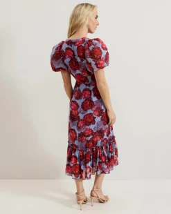 Phase Eight Francesca Floral V Neck Midi Dress