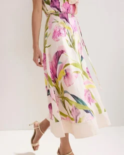 Phase Eight Matilda Floral Linen Ruffle Midi Dress