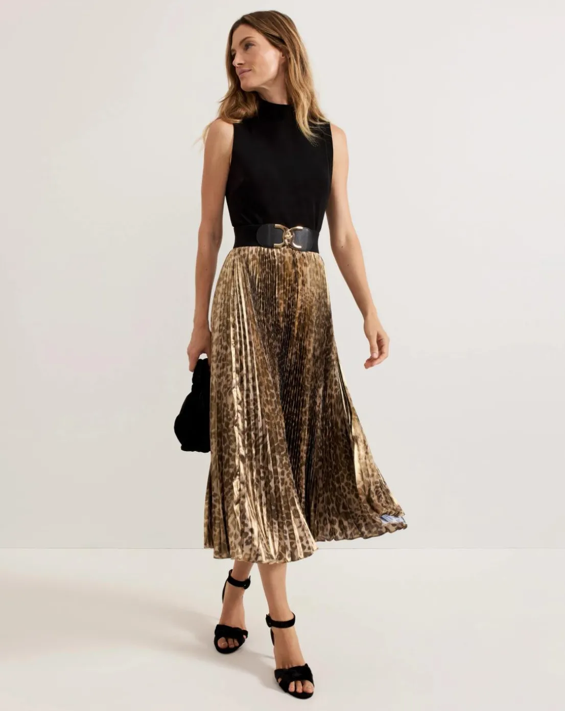 Phase Eight Meloni Jersey Leopard Pleat Midi Dress
