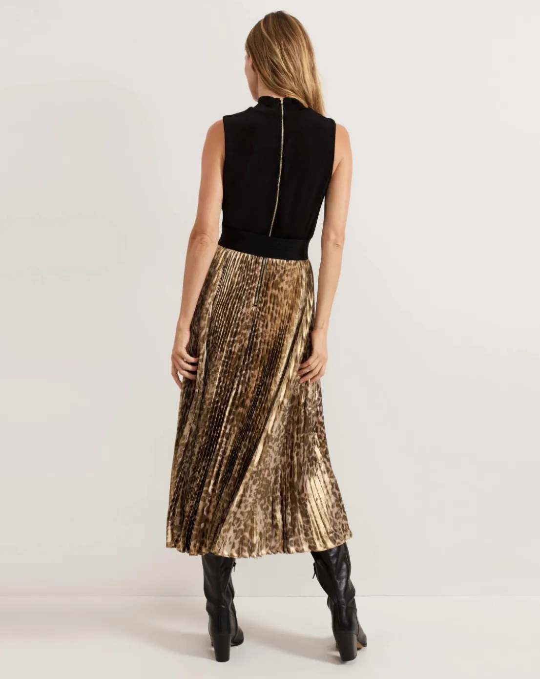 Phase Eight Meloni Jersey Leopard Pleat Midi Dress