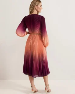 Phase Eight Mira Ombre Button Detail Pleat Dress