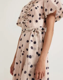 Phase Eight Nicola Spot Ruffle Midi Dress