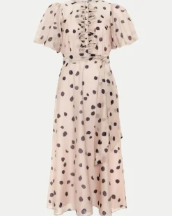 Phase Eight Nicola Spot Ruffle Midi Dress