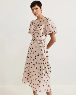 Phase Eight Nicola Spot Ruffle Midi Dress
