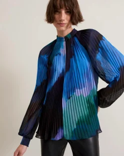 Phase Eight Pleat Abstract Blouse