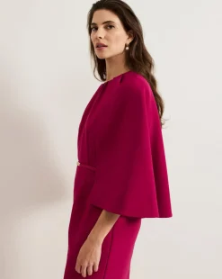 Phase Eight Veronica Pink Cape Belted Midi Dress