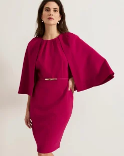 Phase Eight Veronica Pink Cape Belted Midi Dress