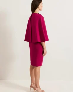 Phase Eight Veronica Pink Cape Belted Midi Dress