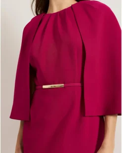 Phase Eight Veronica Pink Cape Belted Midi Dress