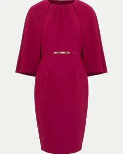 Phase Eight Veronica Pink Cape Belted Midi Dress