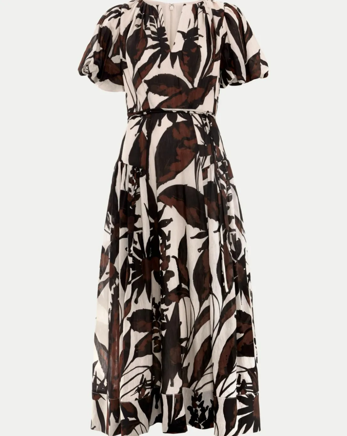 Phase Eight Zarah Printed Puff Sleeve V Neck Midi Dress