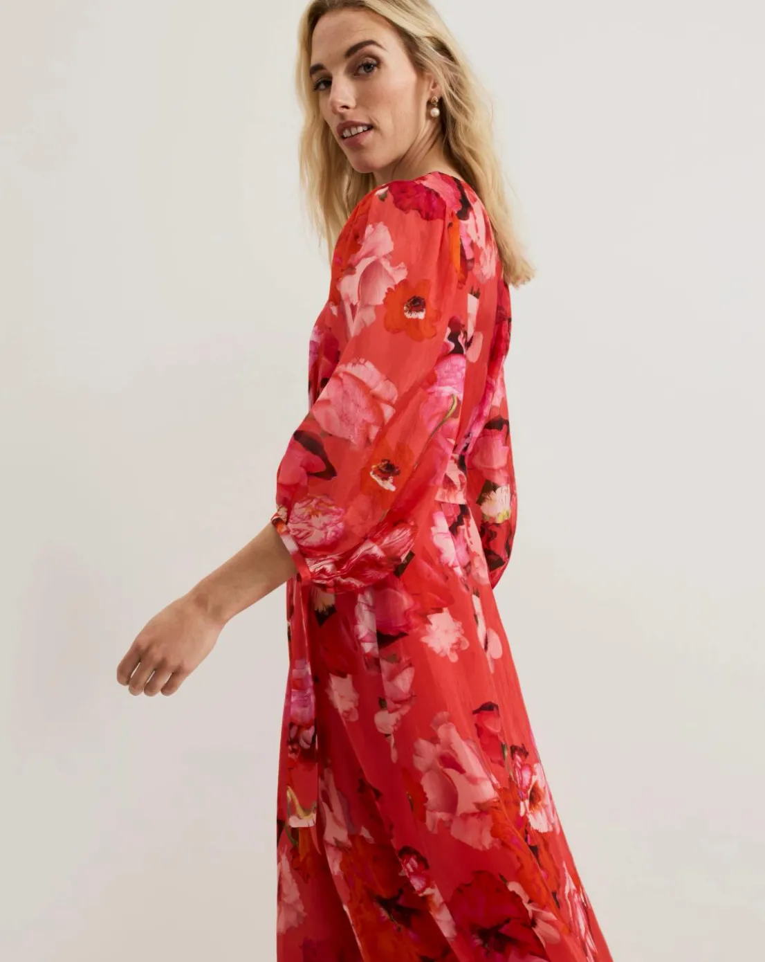 Phasse Eight Fedrica Floral Long Sleeve Midi Dress