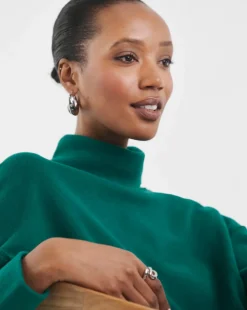 Pine Green Super Soft High Neck Sweatshirt