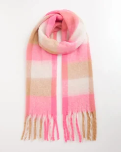 Pink Check Super Soft Blanket Scarf