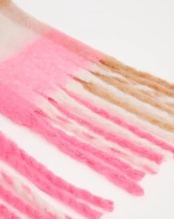 Pink Check Super Soft Blanket Scarf