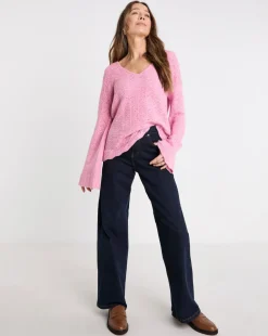 Pink Flute Sleeve Pointelle Top