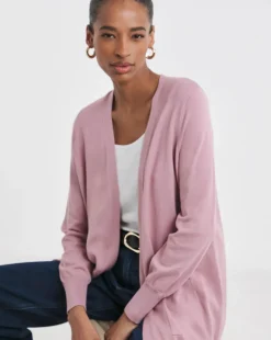 Pink Longline Edge To Edge Cardigan