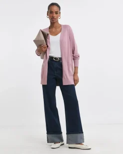 Pink Longline Edge To Edge Cardigan