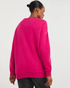 Pink Ribbed Detail Sweatshirt