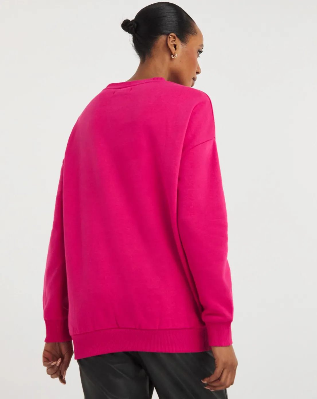 Pink Ribbed Detail Sweatshirt