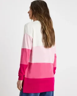 Pink Stripe V Neck Slouch Tunic