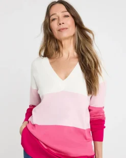 Pink Stripe V Neck Slouch Tunic