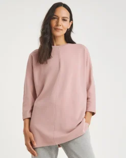 Pink Three Quarter Sleeve Longline Sweatshirt