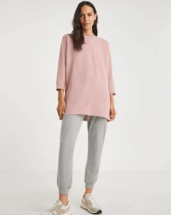 Pink Three Quarter Sleeve Longline Sweatshirt
