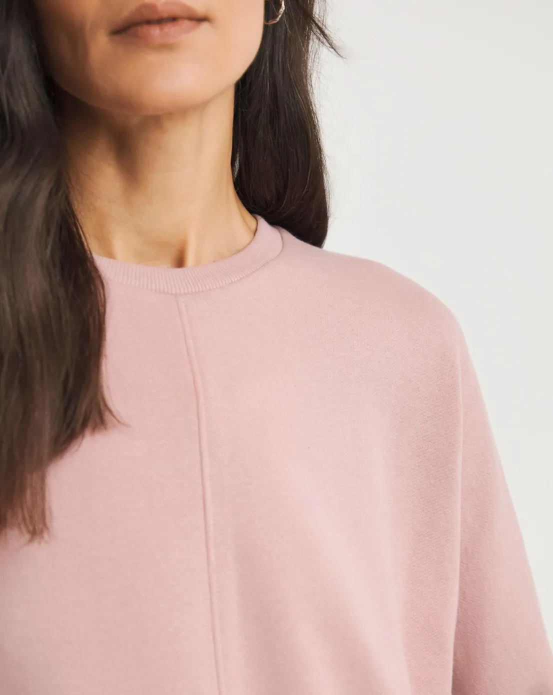 Pink Three Quarter Sleeve Longline Sweatshirt
