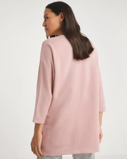 Pink Three Quarter Sleeve Longline Sweatshirt