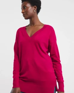 Pink V Neck Slouch Tunic