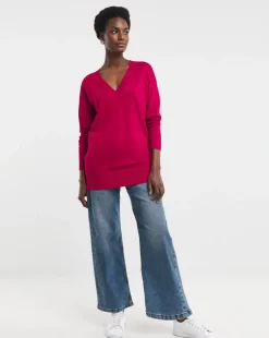 Pink V Neck Slouch Tunic