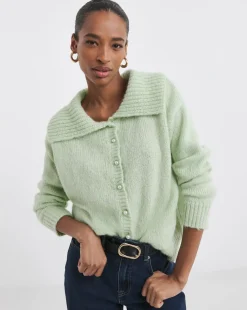 Pistacho Statement Collar Cardigan