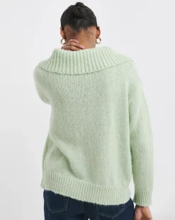 Pistacho Statement Collar Cardigan