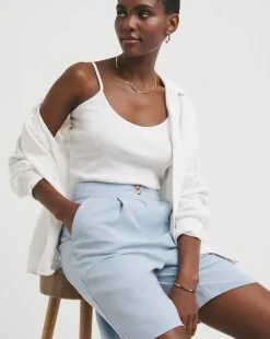 Pleat Front Buttoned Shorts