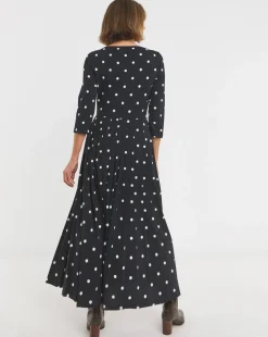 Pleated 3/4 Sleeve Slash Neck Dress