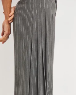 Pleated Pinstripe Wide Leg Trousers