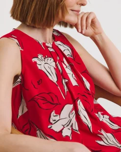 Pleated Sleeveless Shell Top