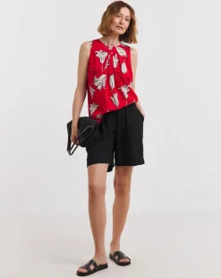 Pleated Sleeveless Shell Top