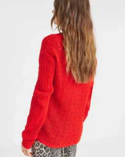 Pointelle All Over Stitch V Neck Jumper