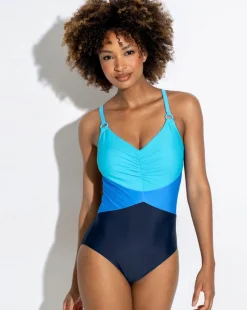 Pour Moi Brighton V Neck Tummy Control Swimsuit Aqua Tropic