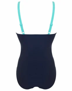 Pour Moi Brighton V Neck Tummy Control Swimsuit Aqua Tropic