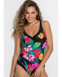 Pour Moi Contour Tummy Control Swimsuit Black Multi