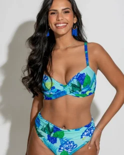 Pour Moi Free Spirit Wired Twist Front Lightly Pad Bikini Top Aqua Tropic