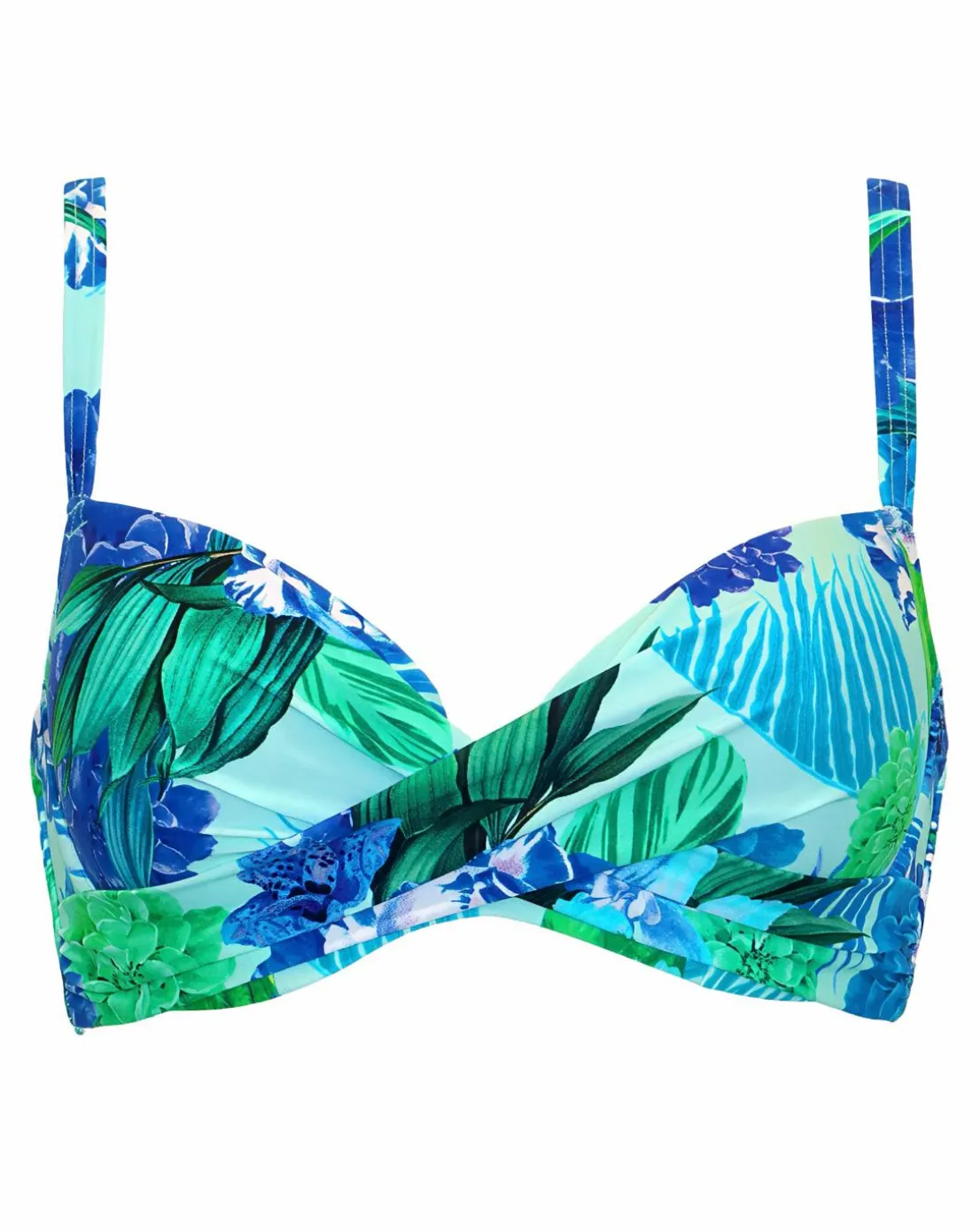 Pour Moi Free Spirit Wired Twist Front Lightly Pad Bikini Top Aqua Tropic