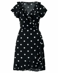 Pour Moi Getaway Frill Wrap Beachdress Black/White