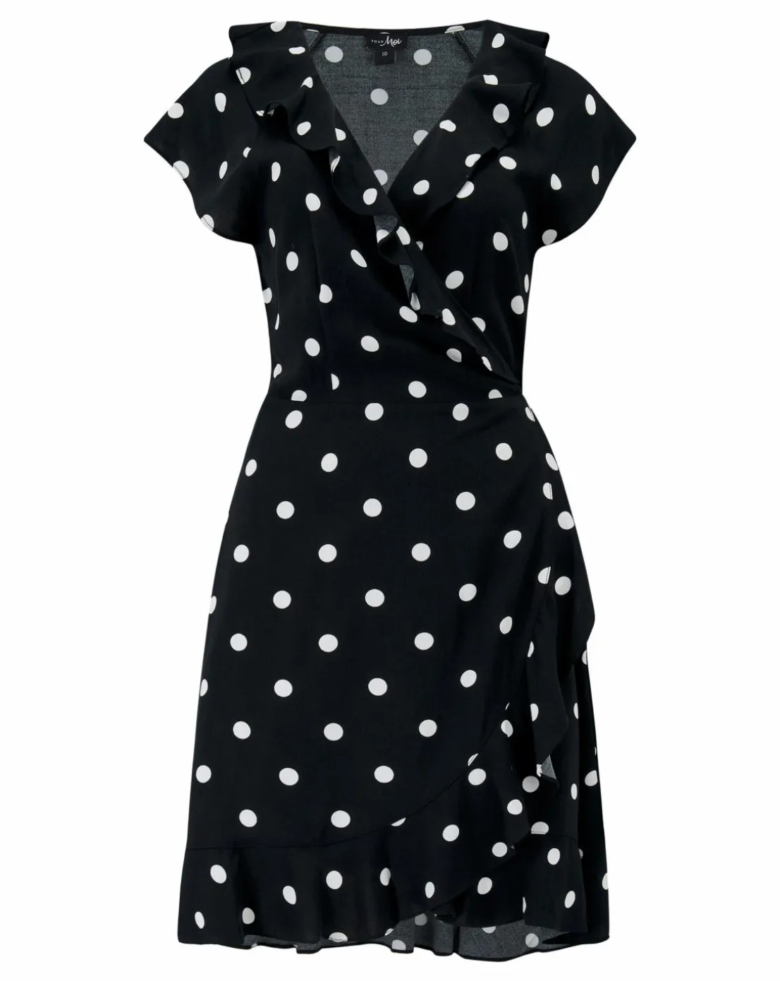 Pour Moi Getaway Frill Wrap Beachdress Black/White