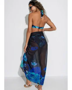 Pour Moi Portofino Chiffon Multiway Sarong Black Floral