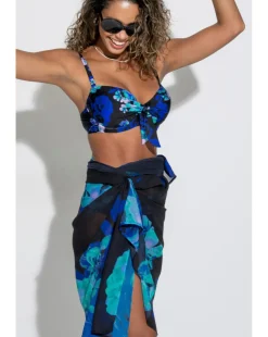 Pour Moi Portofino Chiffon Multiway Sarong Black Floral