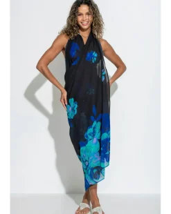 Pour Moi Portofino Chiffon Multiway Sarong Black Floral